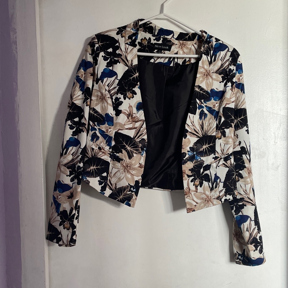 New Look Women's Floral Blazer - Black, Blue, Cream